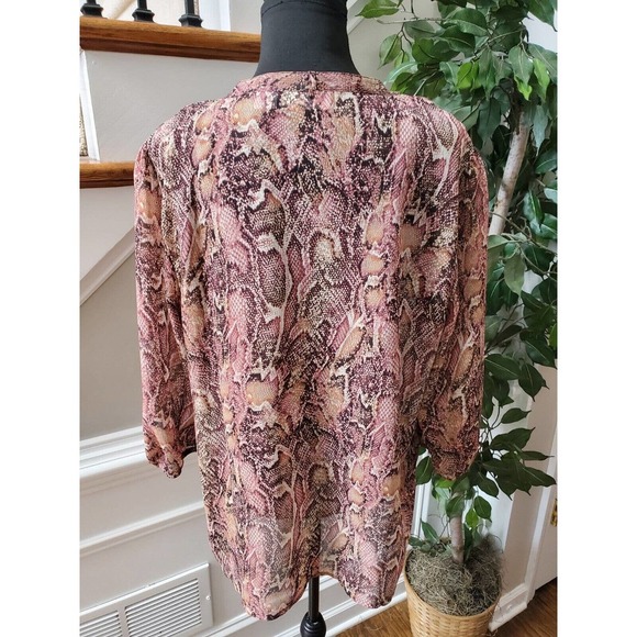Liz Claiborne Women Multicolor 100% Polyester Long Sleeve Buttons Front Blouse L - Picture 7 of 10